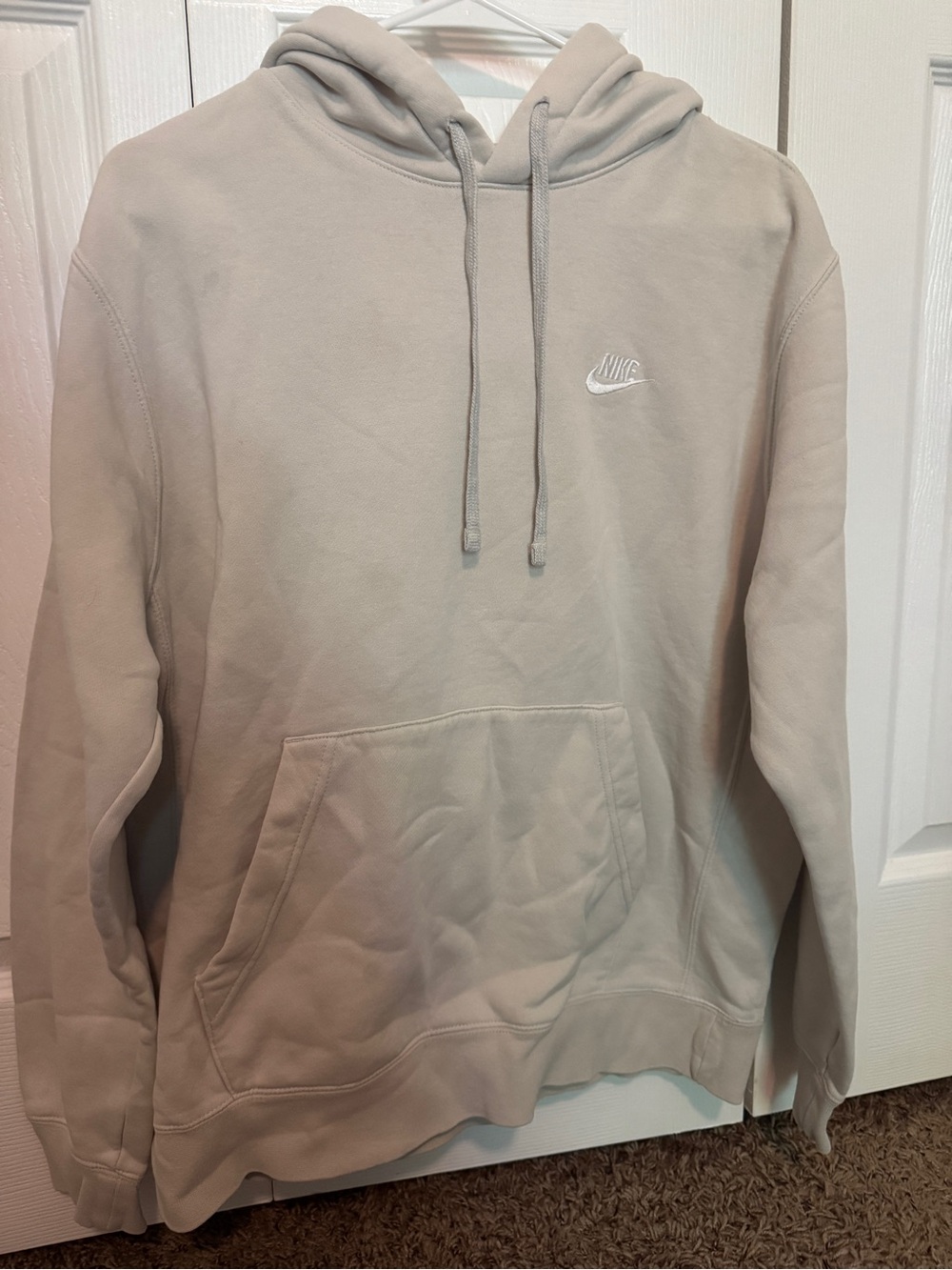 Nike Light Beige Pullover Hoodie with Embroidered Swoosh